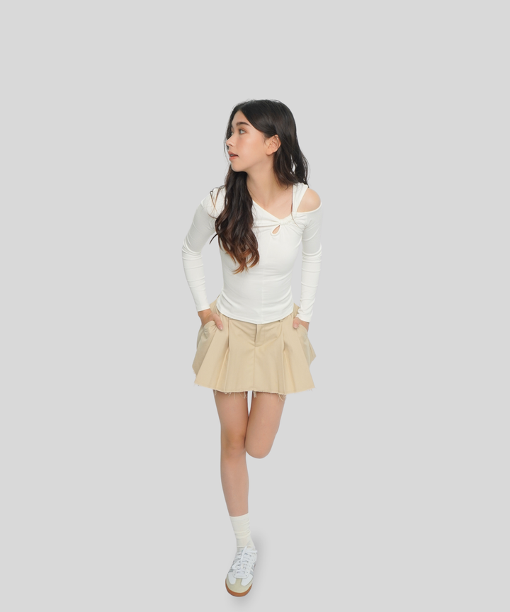 Side Twist Off-Shoulder Long Sleeve