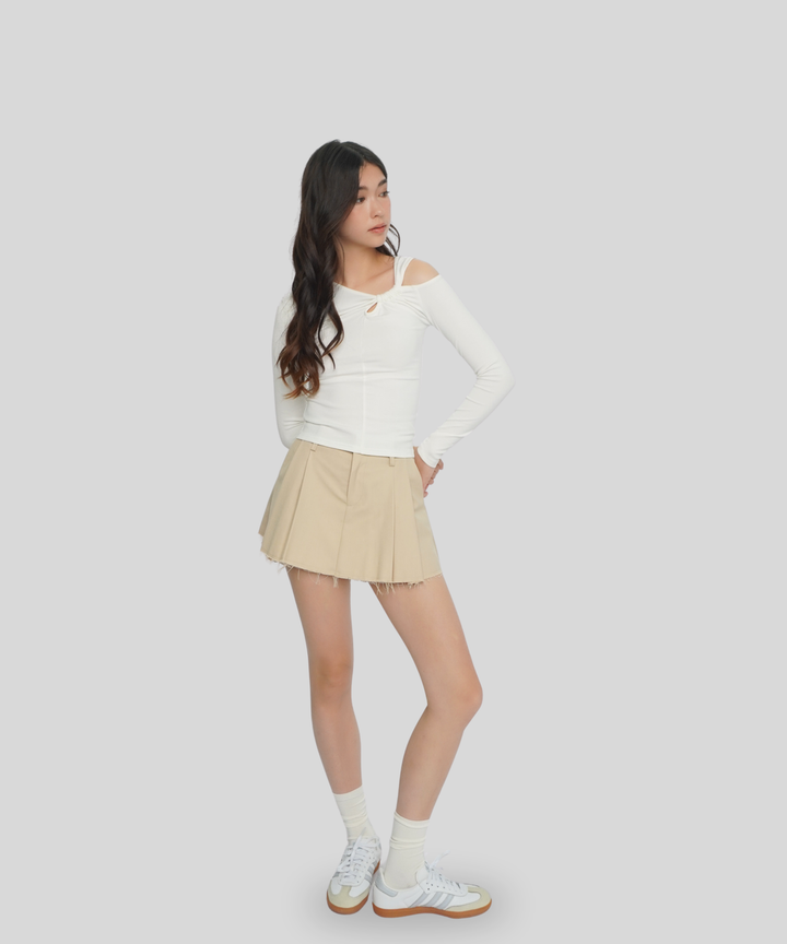 Side Twist Off-Shoulder Long Sleeve