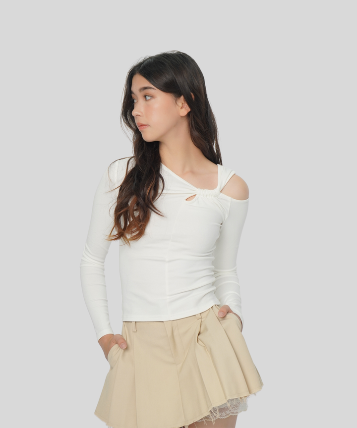 Side Twist Off-Shoulder Long Sleeve