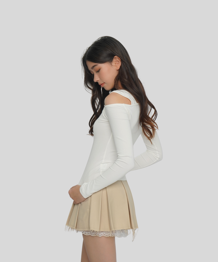 Side Twist Off-Shoulder Long Sleeve
