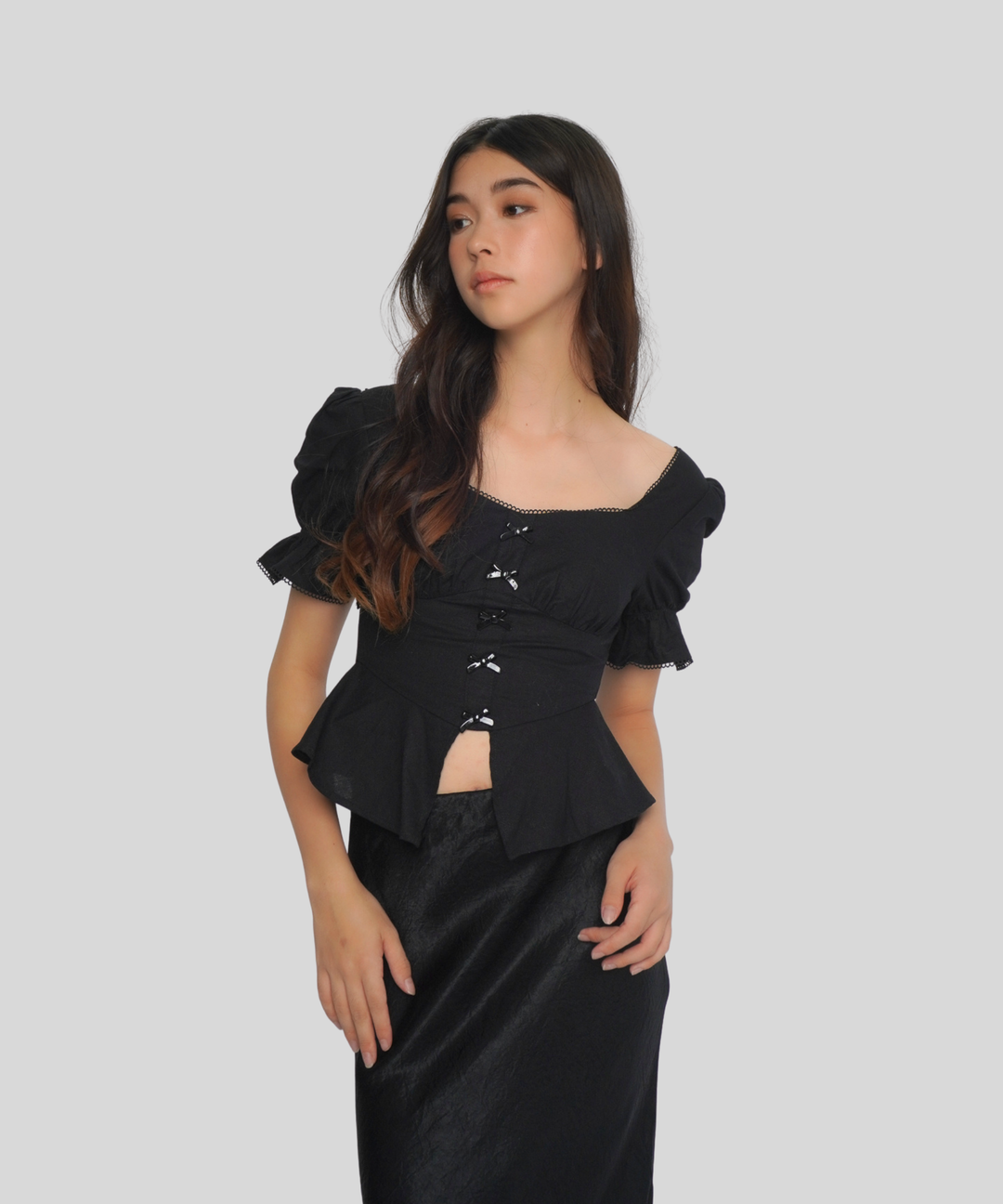 Ribbon Puff Sleeve Top
