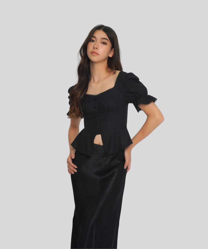 Ribbon Puff Sleeve Top