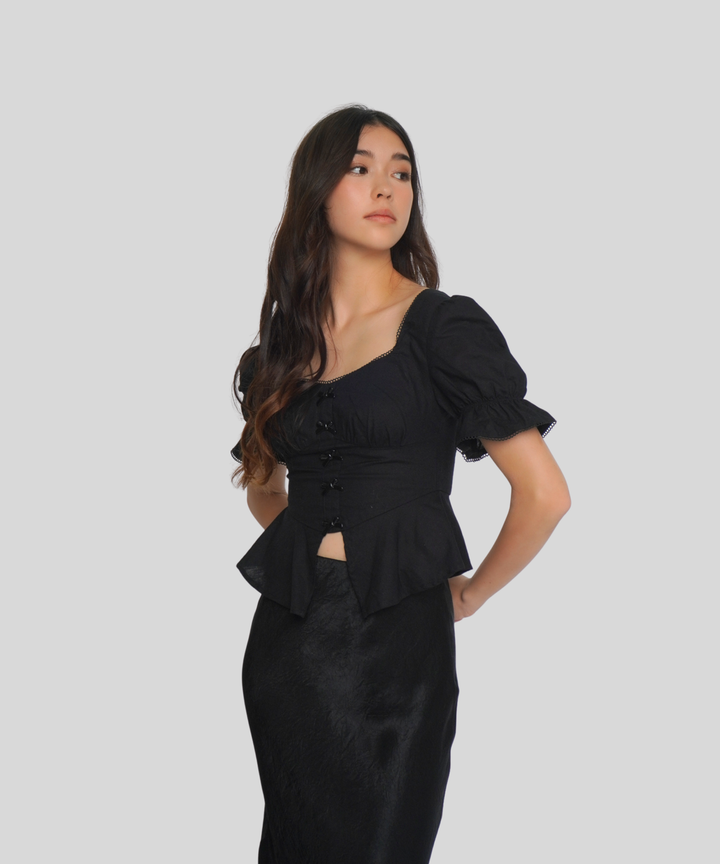 Ribbon Puff Sleeve Top