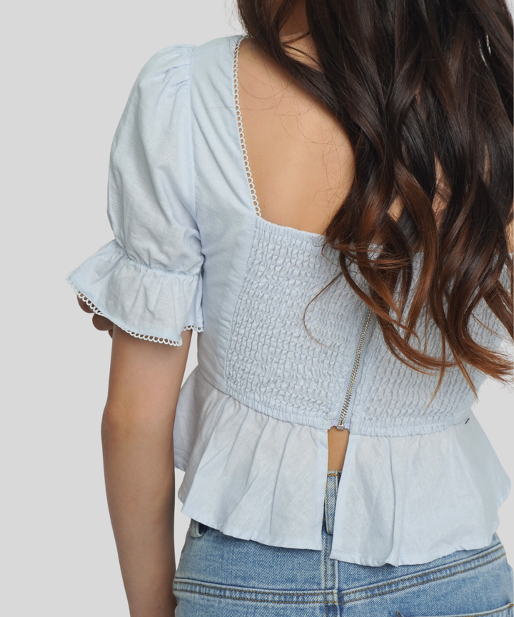 Ribbon Puff Sleeve Top