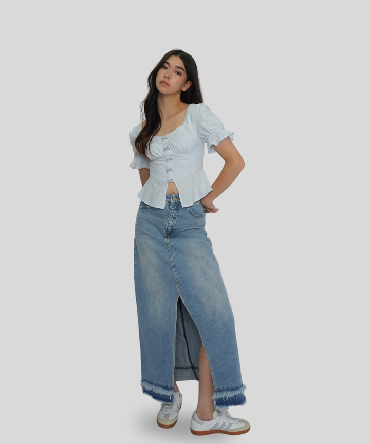 Ribbon Puff Sleeve Top