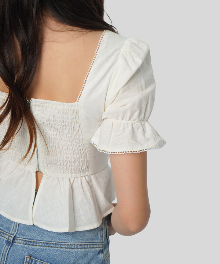Ribbon Puff Sleeve Top