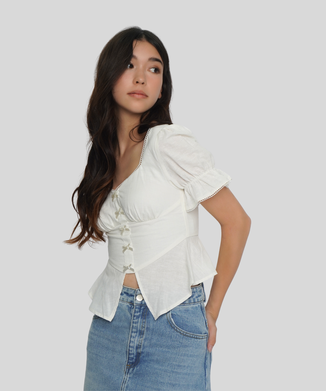 Ribbon Puff Sleeve Top