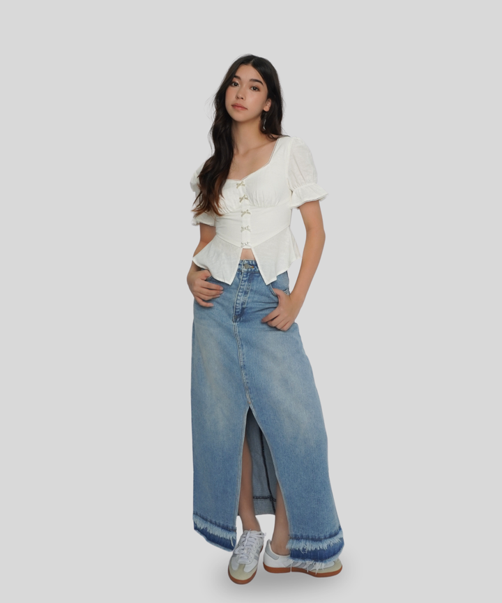 Ribbon Puff Sleeve Top