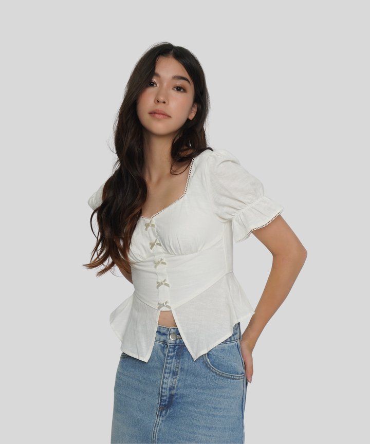 Ribbon Puff Sleeve Top