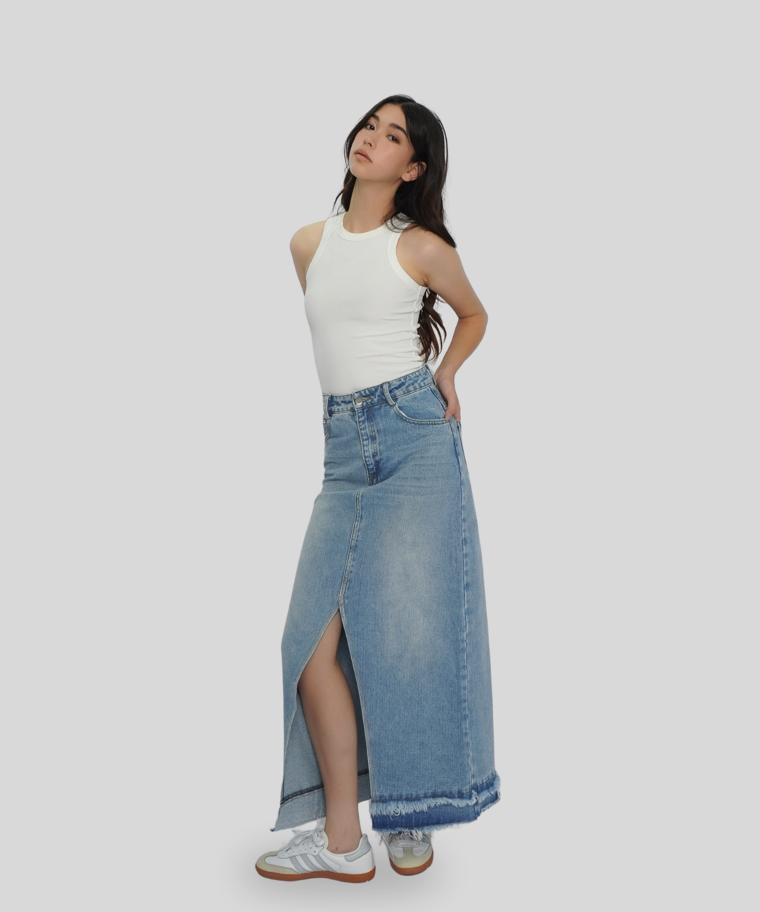 Distressed Maxi Skirt