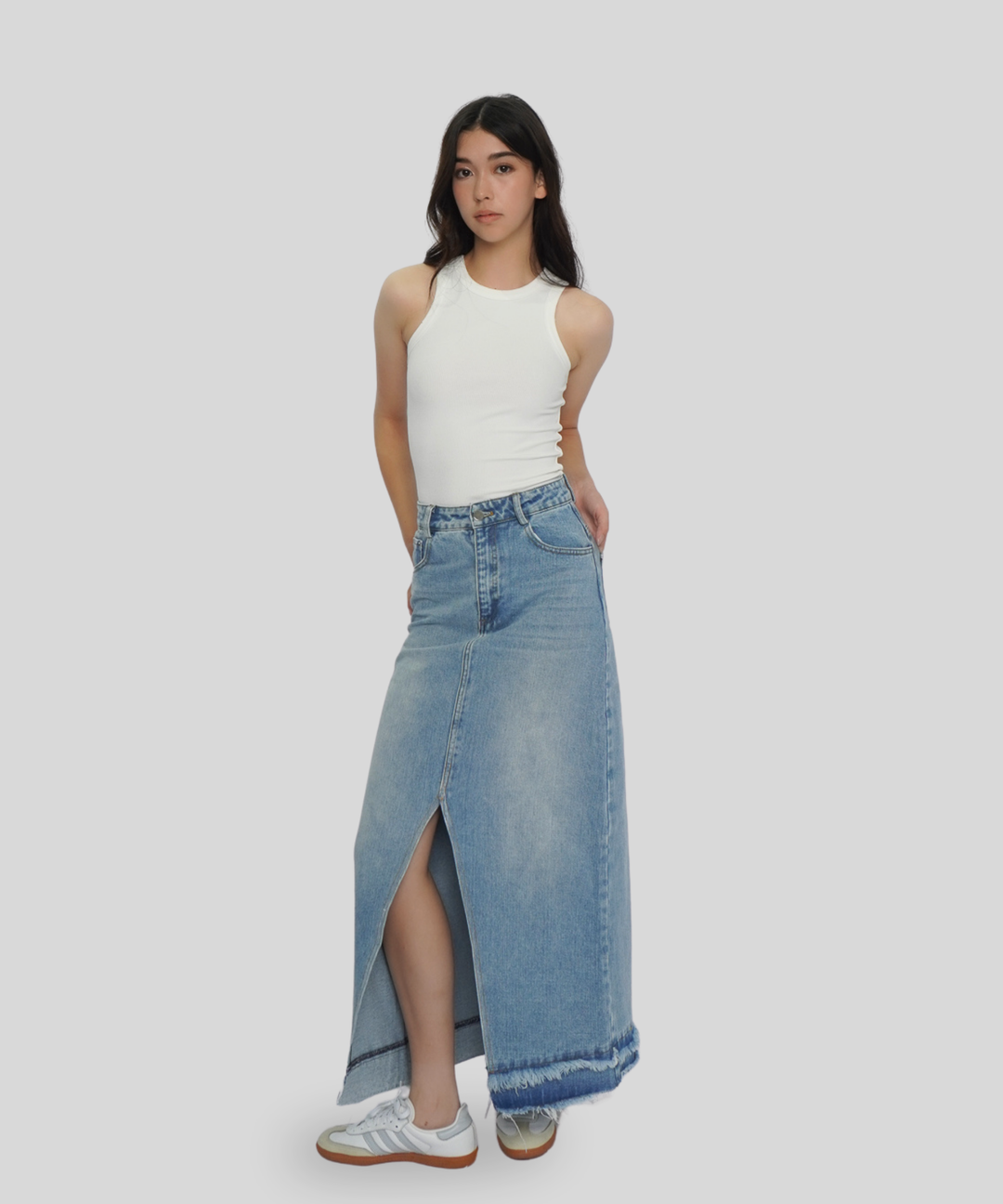 Distressed Maxi Skirt