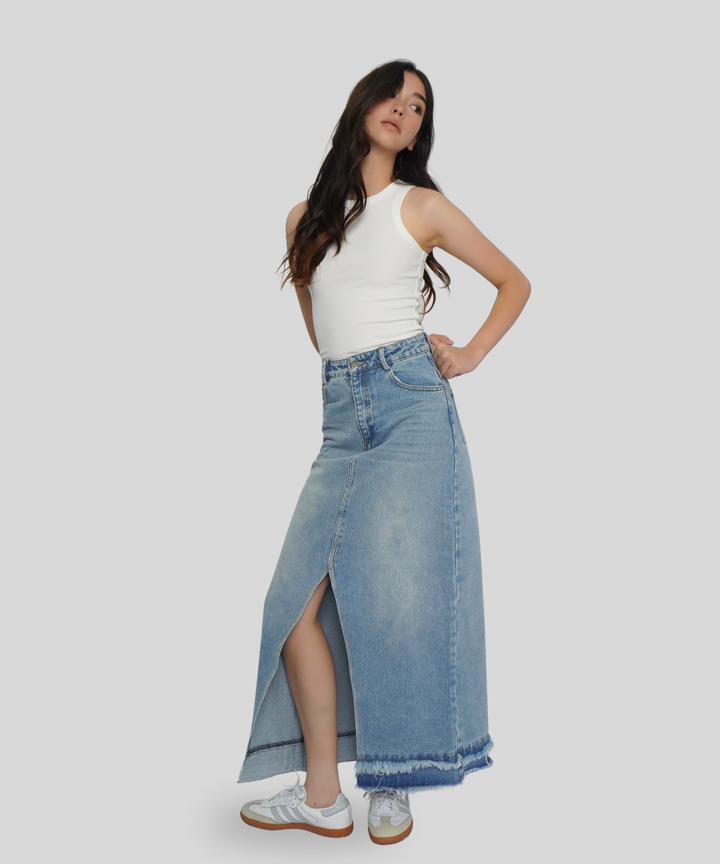 Distressed Maxi Skirt