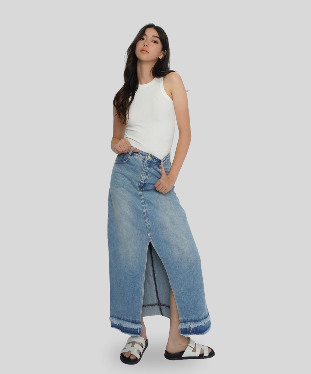 Distressed Maxi Skirt