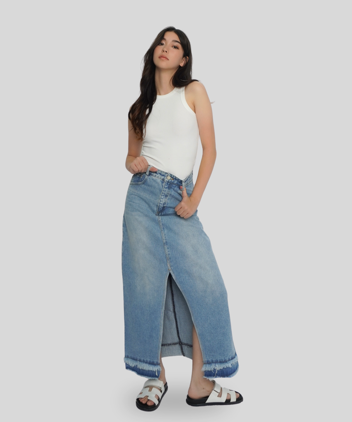 Distressed Maxi Skirt