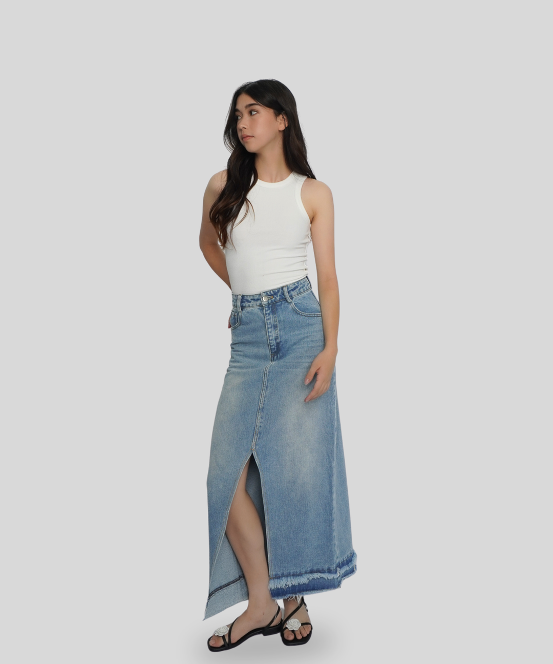 Distressed Maxi Skirt