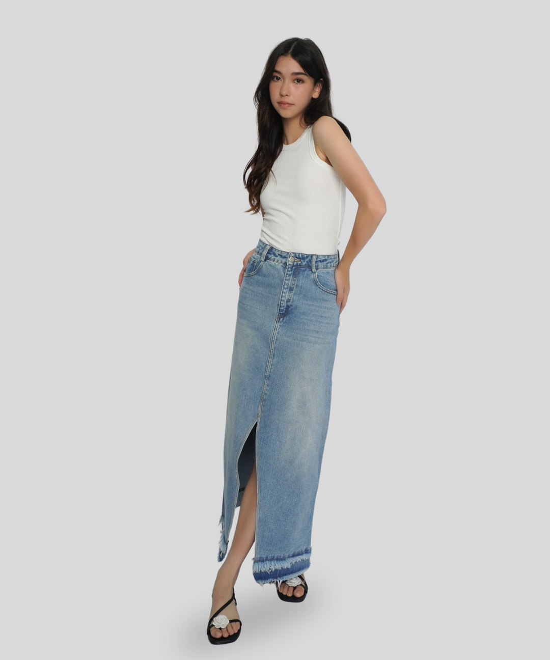Distressed Maxi Skirt