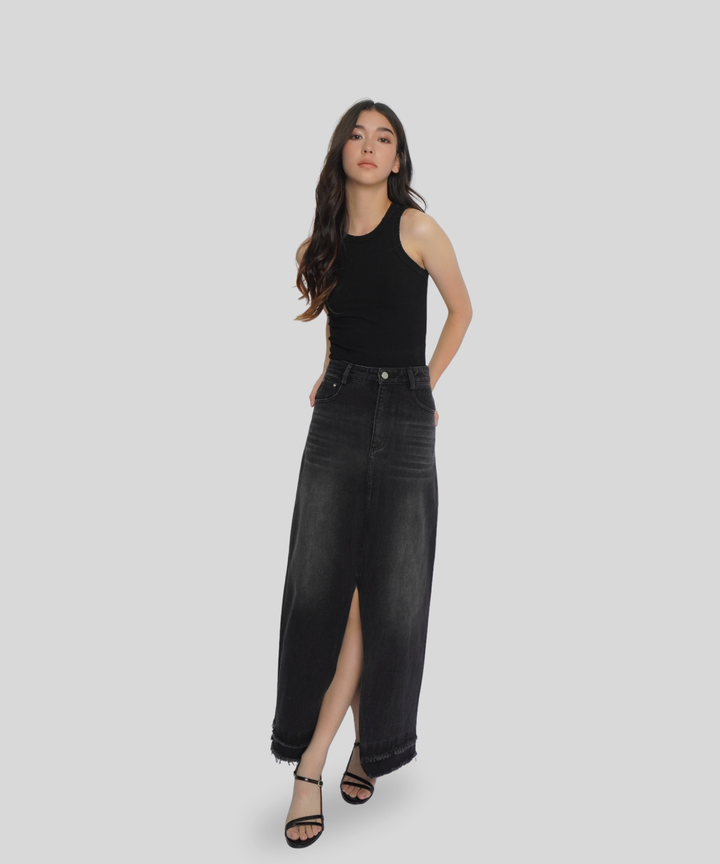 Distressed Maxi Skirt