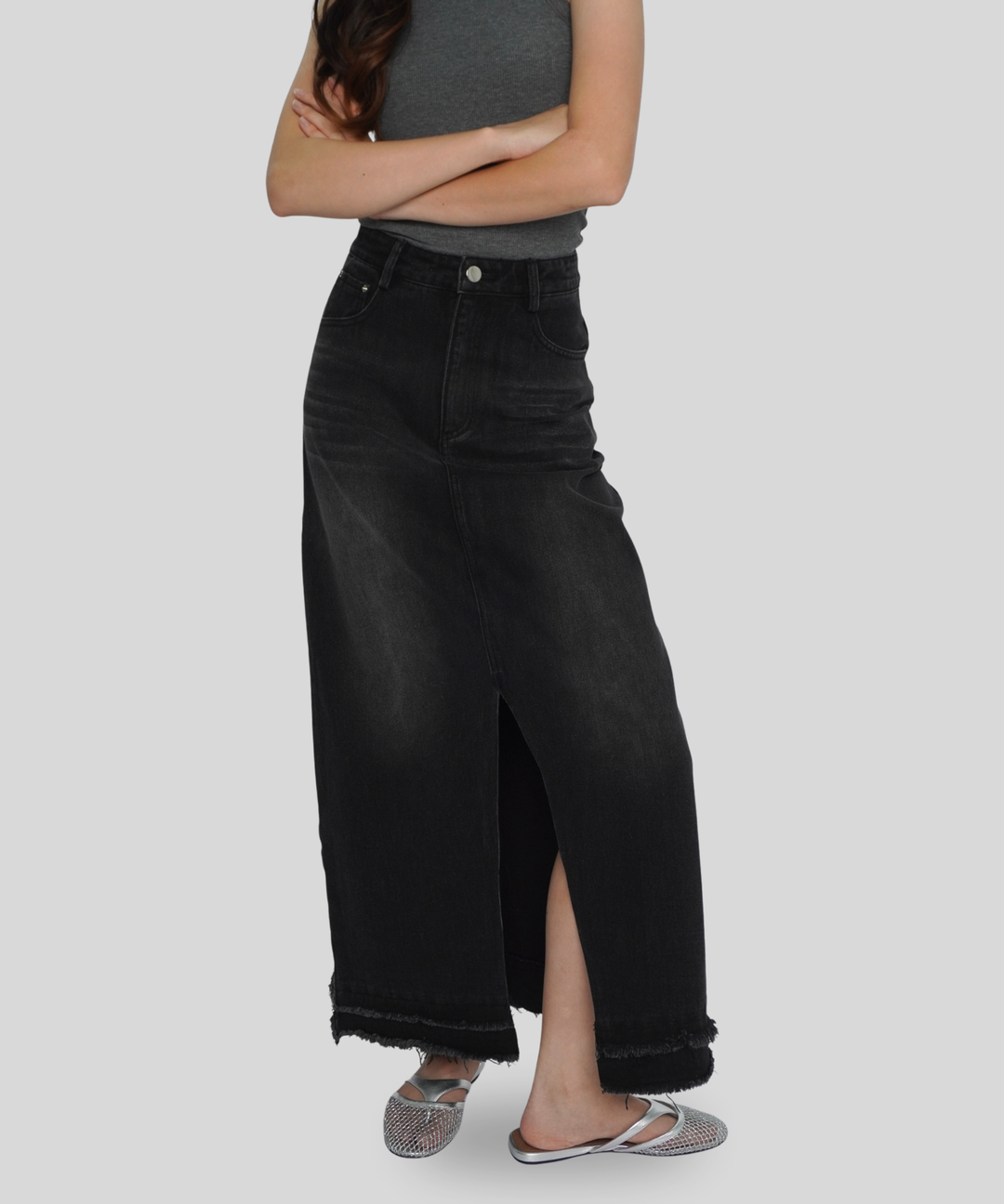 Distressed Maxi Skirt