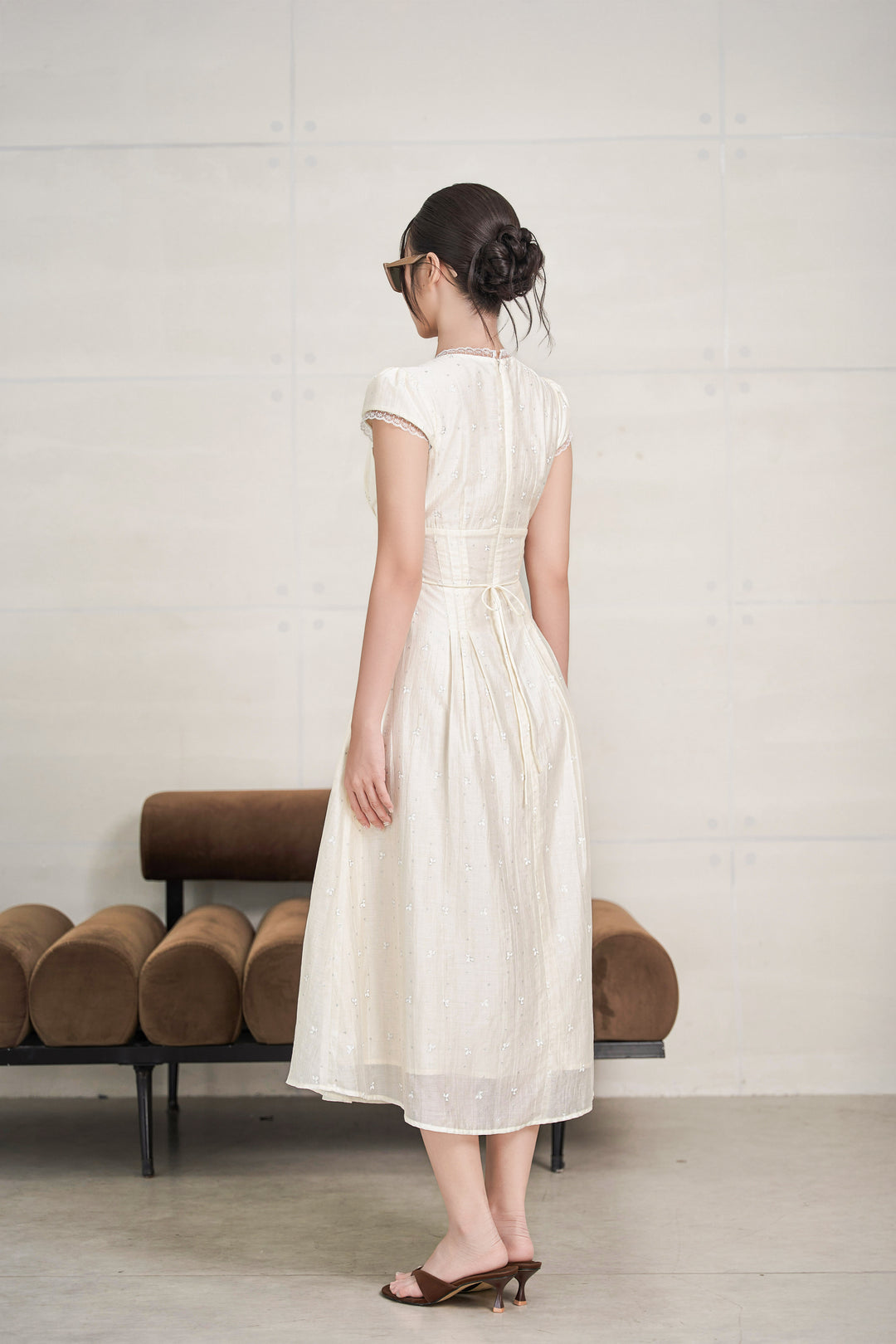 Evelyn Buttercup Cap-sleeved Dress