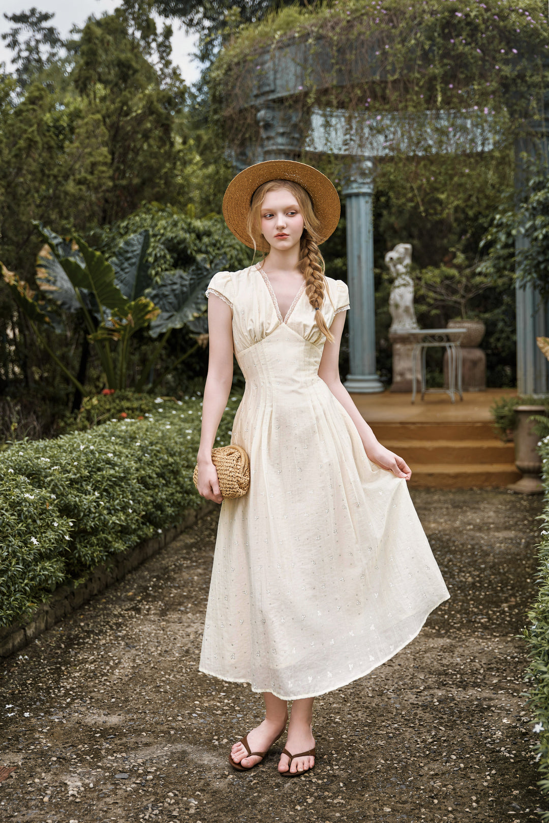 Evelyn Buttercup Cap-sleeved Dress