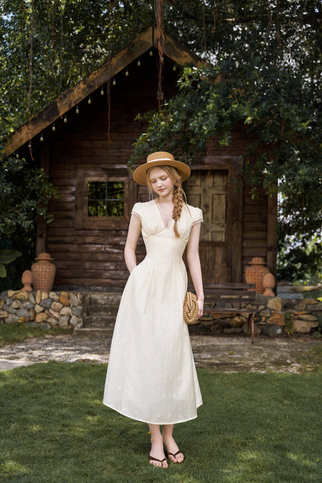Evelyn Buttercup Cap-sleeved Dress