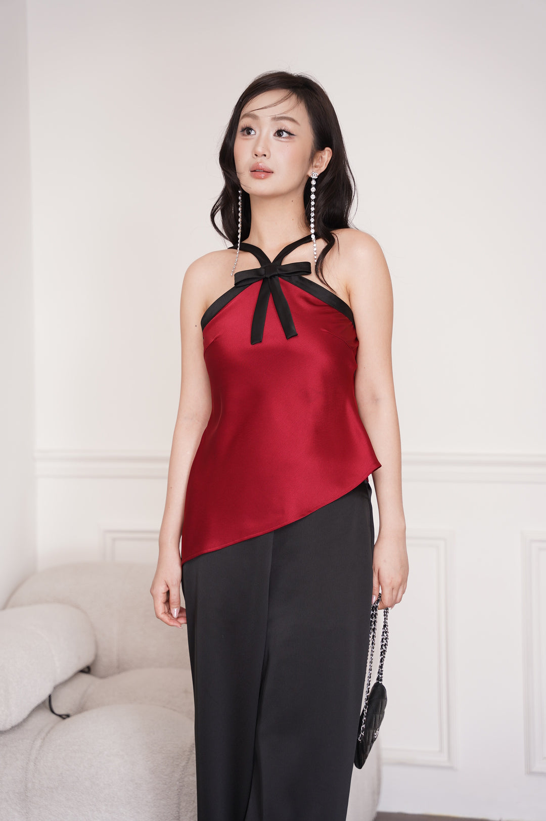 Rosé Ribbon Halter Top