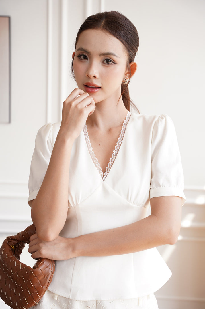 Blaire Lace Linen Top